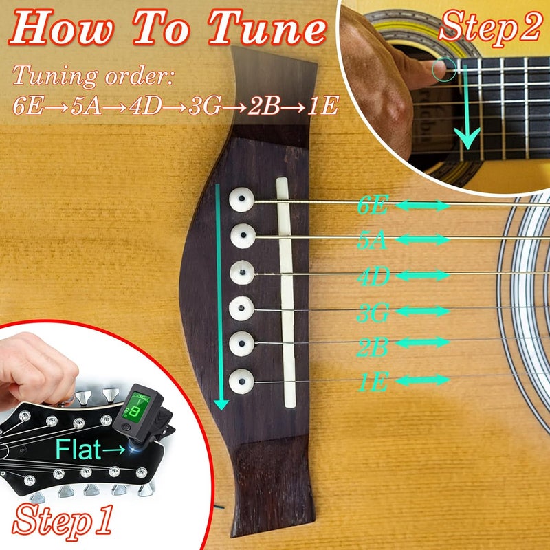 DOMMI Guitar Capo, Guitar Picks, Guitar Accessories with Guitar Tuner, Capo for Acoustic Guitar, Bass, Buzzing-Free, Quick Release, Guitar Tuner Clip on for Guitar, Violin, Bass, Ukulele Chromatic, Rosewood - Image 3